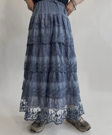 【USED】 Tiered Lace Long Skirt /220716-017