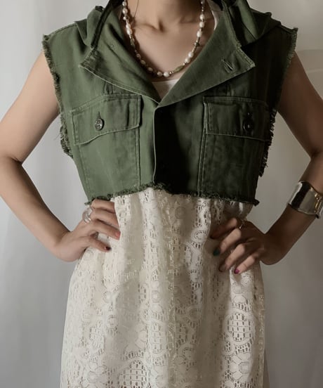 【RE;CIRCLE】 RE Lace × Fatique Shirt One-peice①/210801-068