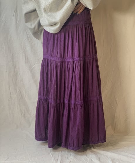 【USED】 Crinkle Cotton Long Skirt  /210318-002