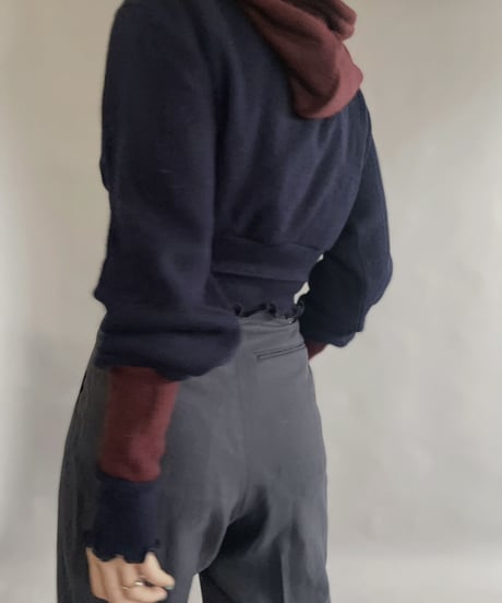 【RE;CIRCLE】 RE Acrylic Knit Cardigan + Hoodie Navy × Blue / 230220-015