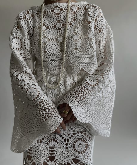 【RE;CIRCLE】 RE Crochet Lace Shirt Tops / 220427-011
