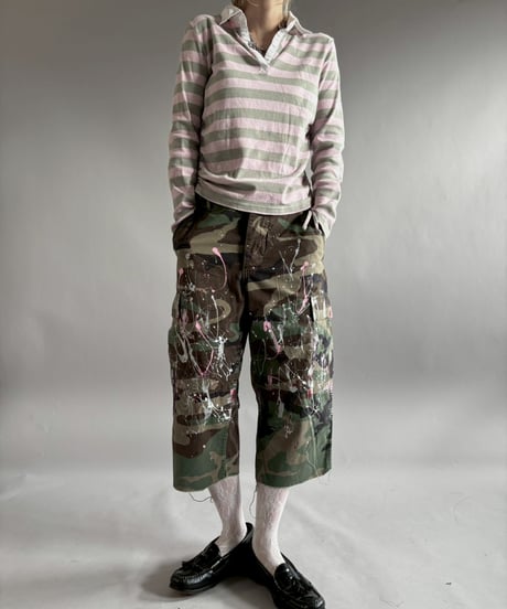 【USED】 Military Camouflage Cut Off Paint Pants /260226-007