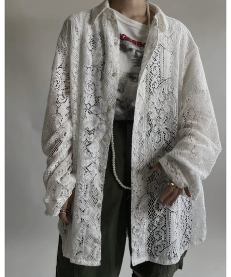 【RE;CIRCLE】 RE Crochet Lace Big Shirt / 220427-005