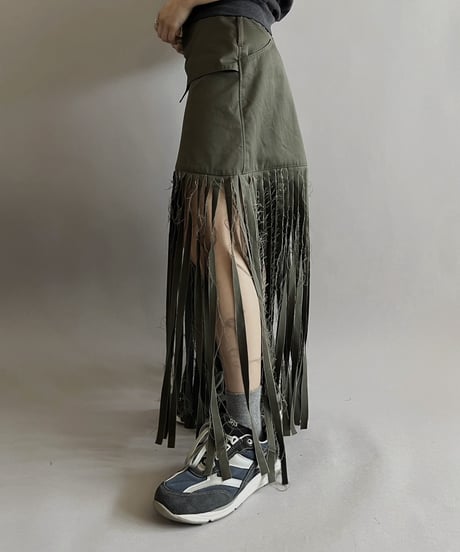 【RE;CIRCLE】 RE Trench Fringe Skirt KHAKI / 240407-031