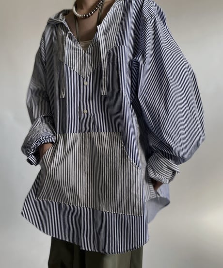 【RE;CIRCLE】 RE Stripe Shirt Mexican Hoodie / 220423-029