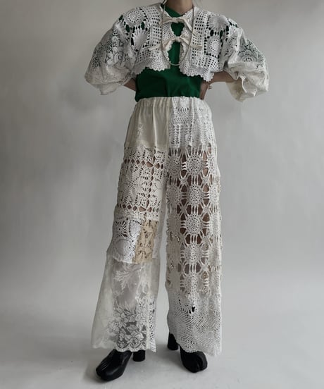 【RE;CIRCLE】 RE Crochet Lace Patchwork Pants / 220526-035
