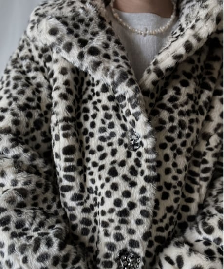 【USED】     Leopard Patterned Fur Coat/211202-023