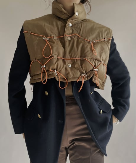 【RE;CIRCLE】 RE Draw Code Down Vest Brown×Orange / 221215-010