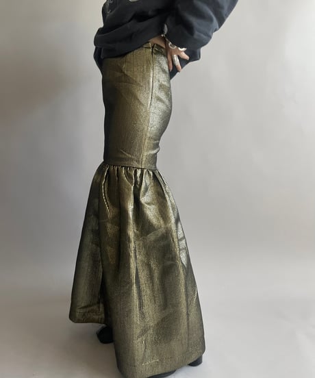 【USED】 Dead Stock BCBG MAXAZARIA Gold Lame Skirt/ 241006-011