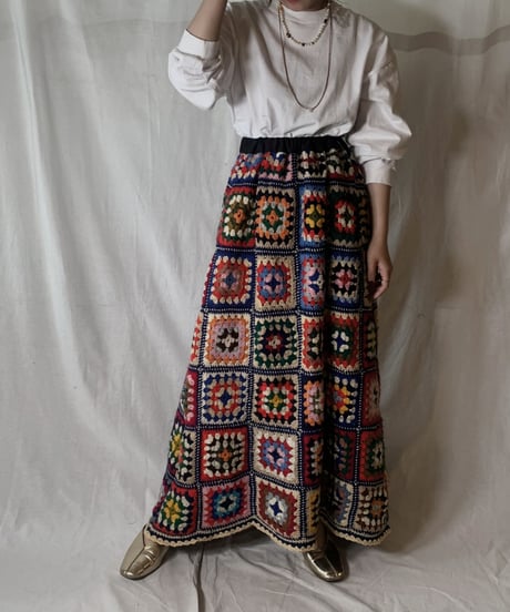 【USED】　Granny Knit Long Skirt①/210404-009