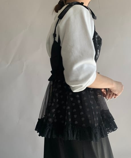 【USED】 Heart Patterned Sheer Mini Skirt / 241124-022