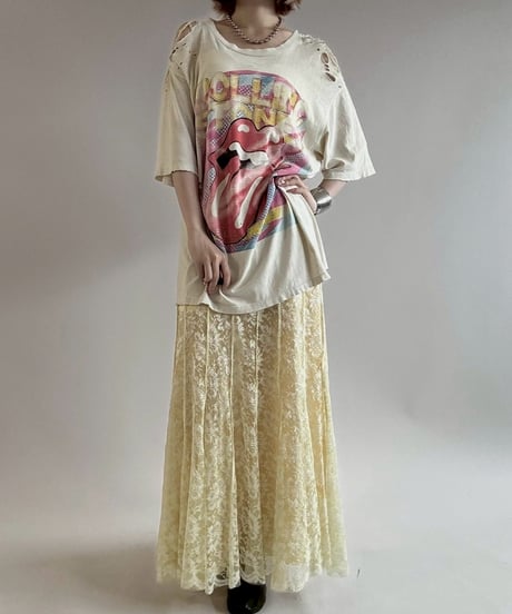 【USED】 Lace Pattern Pleats Skirt/ 250621-014