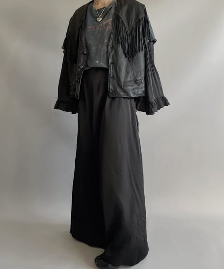 【USED】 Real Leather Fringe Vest / 231112-004