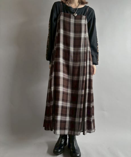 【USED】 Checked Camisole Long One-Piece  /251004-010