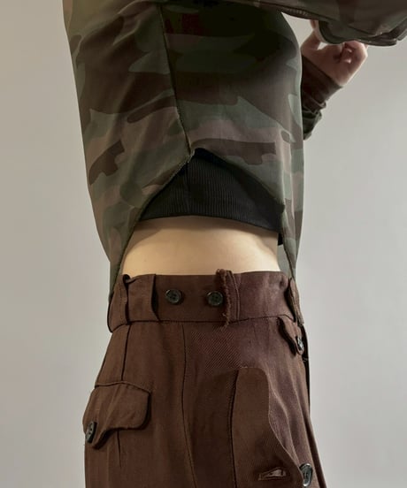【USED】 Camouflage Pattern Design Sheer Top / 260221-002