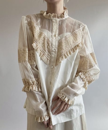 【USED】 Sheer Sleeve Design Shirt  / 250628-026