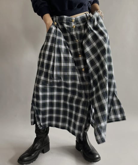 【USED】 Cotton Checked Long Skirt / 220903-001