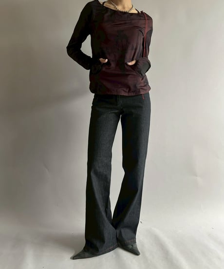 【USED】  Cop.Copine Stitch Design Stretch Flare Denim Pants / 251014-039