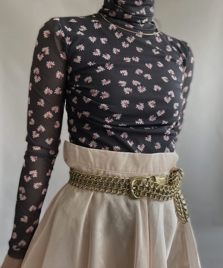 【USED】 Flower Pattern Poly Top / 230408-004