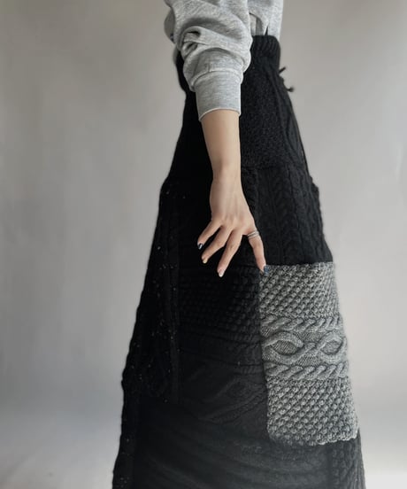 【RE;CIRCLE】 RE Alan Knit Patchwork Dyed Jump Skirt / 221124-032