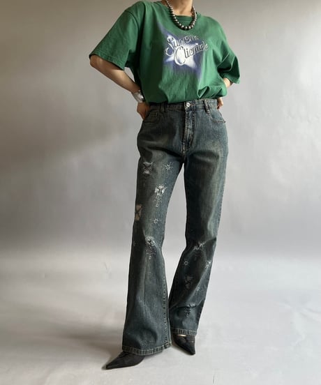 【USED 】Lame Flare Denim Pants/ 240824-046