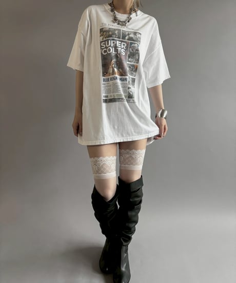 【USED】 07's Hanes American Football Newspaper T-Shirt / 260607-026