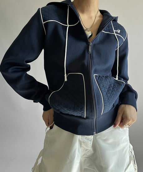 【USED】 Zip Up Hoodie Jersey Top /241207-037