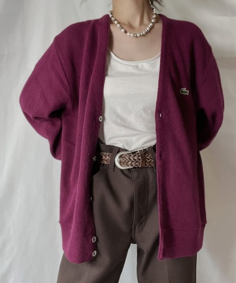 【USED】   LACOSTE Knit Cardigan④/210930-031