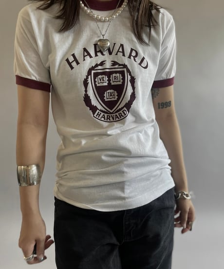 【USED】 Made in USA 80's Champion HARBARD Ringer T-Shirt  /240629-025
