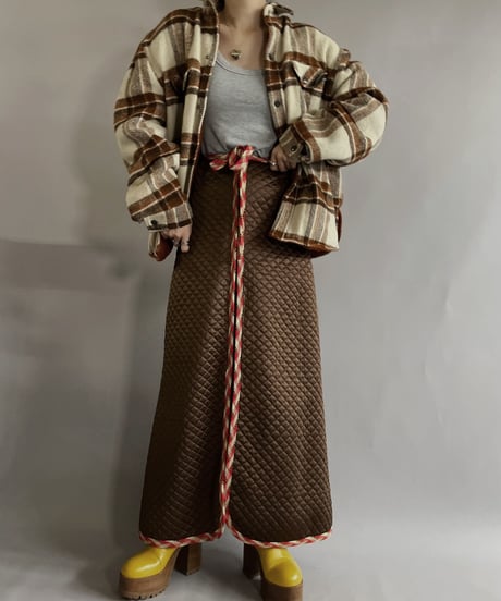 【USED】 Vanity Fair Zipped Quilting Long Skirt / 221210-023