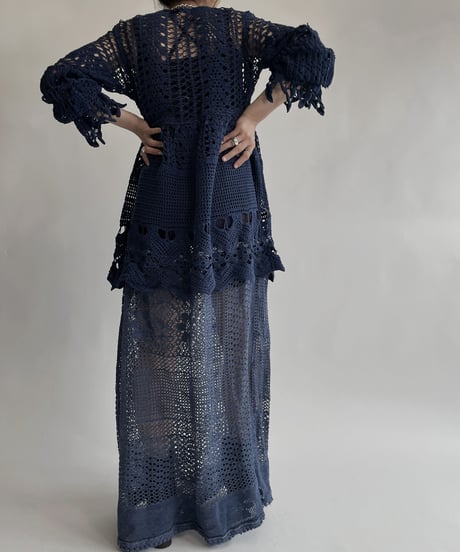 【RE;CIRCLE】 RE Crochet Blue Lace One-piece / 220728-010