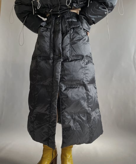 【RE;CIRCLE】 RE Draw Code Short Down Black×Gray + Skirt Co-ord Sets / 221215-011