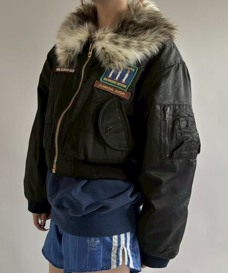 【RE;CIRCLE】  RE MA-1 Patched Fur Collar Short Jacket Black/ 251120-006