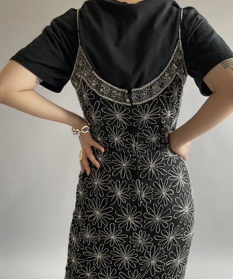 【USED】 Lame Patterned Camisole Long One-Piece /240810-014