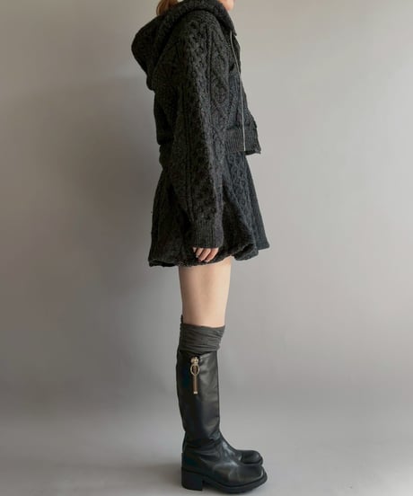 【RE;CIRCLE】 RE Aran Knit Double Zip-up Parka / Charcoal / 251030-006