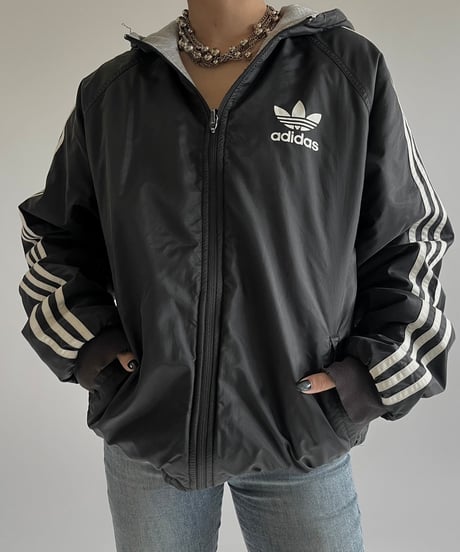 【USED】 adidas Padded Reversible Hooded Nylon Jacket /241228-010