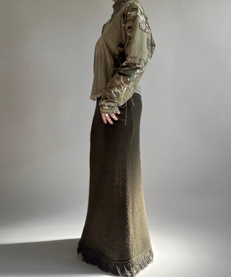 【USED】 Fringe Knit Long Skirt /250111-010