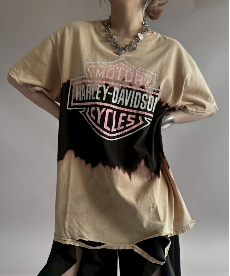 USED】 HARLEY-DAVIDSON Tie-Dye Damage Tee / 260