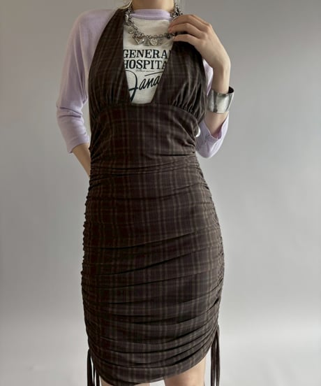 【USED】 Tiger Mist Check Pattern Camisole One-Piece /260622-024
