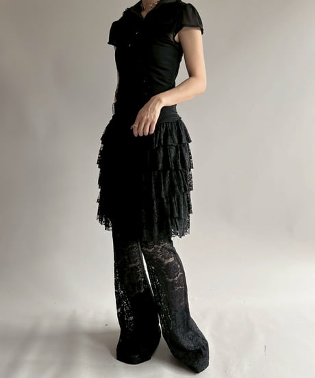 【USED】 Lace Pattern Tiered Skirt  / 250726-022