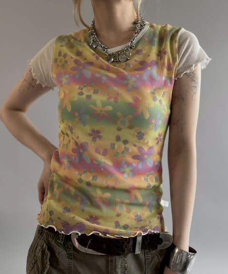 【USED】 Flower Print Sheer Top / 260704-015