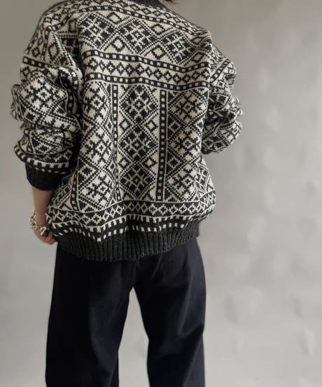 【USED】 Made in Norway  Wool100% Tirolean Knit Top /240120-019