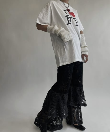 【RE;CIRCLE】 RE Crochet Tiered Pants Black / 220818-011