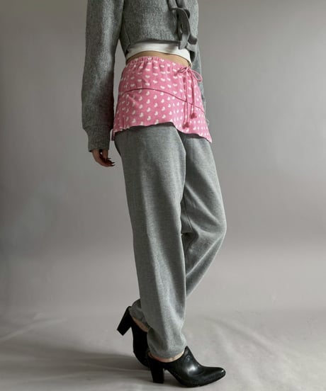 【USED】 Heart Pattern Cut Off Pile Mini Skirt / 260205-008
