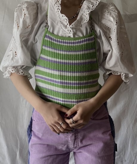 【USED】  Multi Border Rib Knit Camisole /210317-001