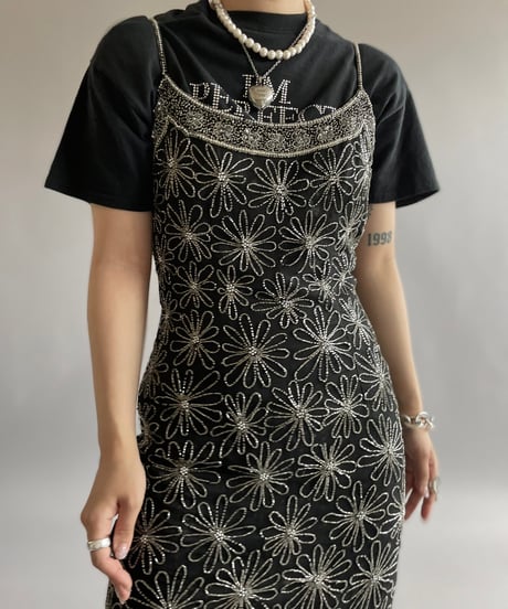 【USED】 Lame Patterned Camisole Long One-Piece /240810-014