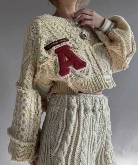 【RE;CIRCLE】 RE Aran Knit Wappen Patchwork Pullover Top / 251218-001