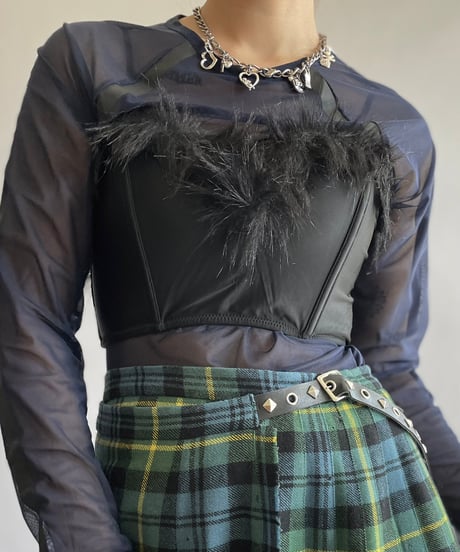 【USED】 Fur Corset Top /241006-042