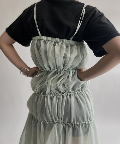 【RE;CIRCLE】 RE Sheer Light Green Camisole One-piece / 220721-005