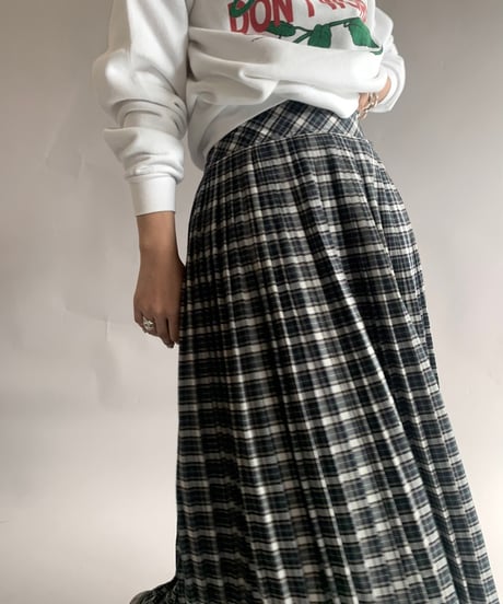 【USED】 ALEXON Check Patterned Pleats Skirt / 241102-017